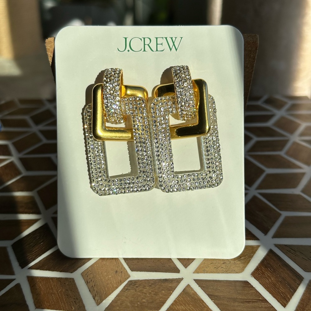 J. Crew Gold and Acrylic Bejeweled Link Earrings